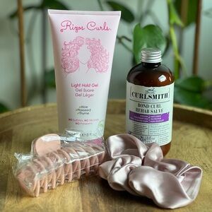 Curlsmith Bond Rehab Salve and Rizos Curls Light Hold Gel 4 Piece Hair B…